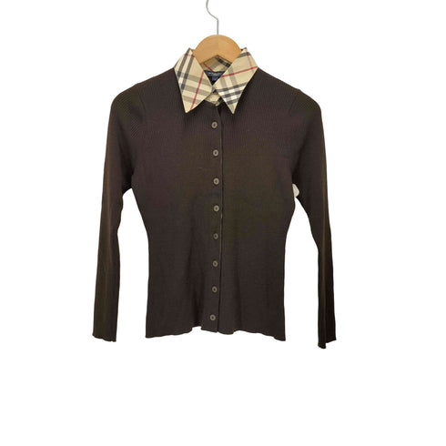バーバリーロンドン BURBERRY LONDON 襟ノバチェック ニットカーディガン レディース JPN:2